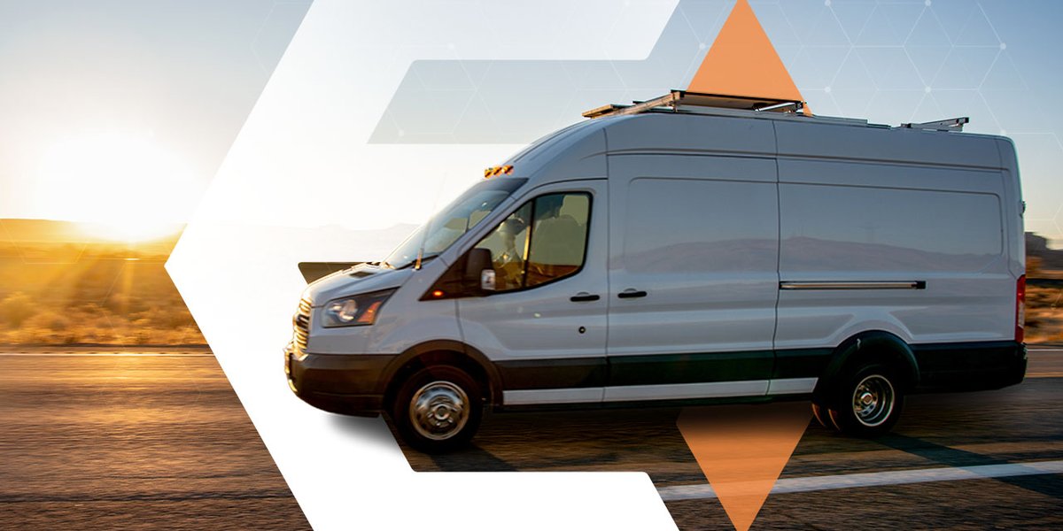 Various types of delivery fleet vehicles lined up