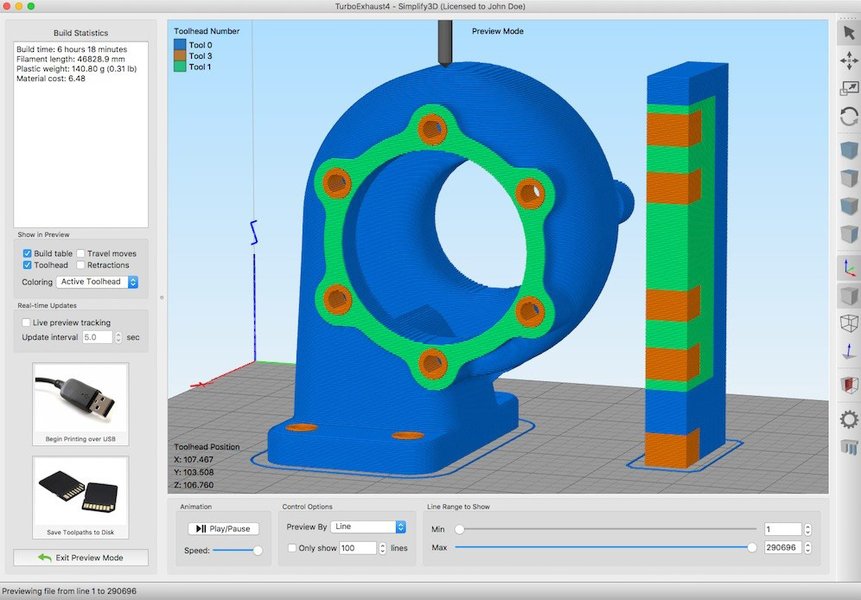 Simplify3D slicing software interface