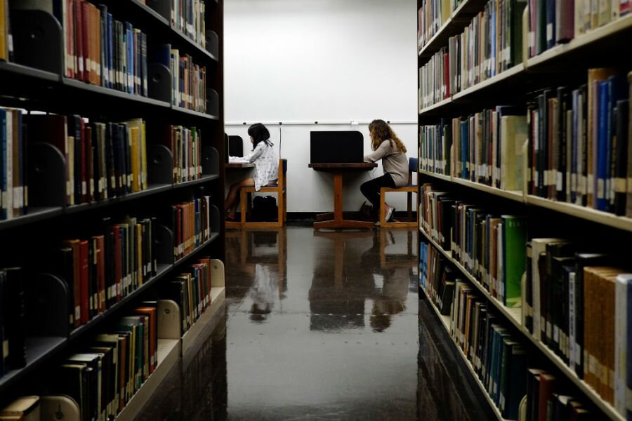 university campus and books