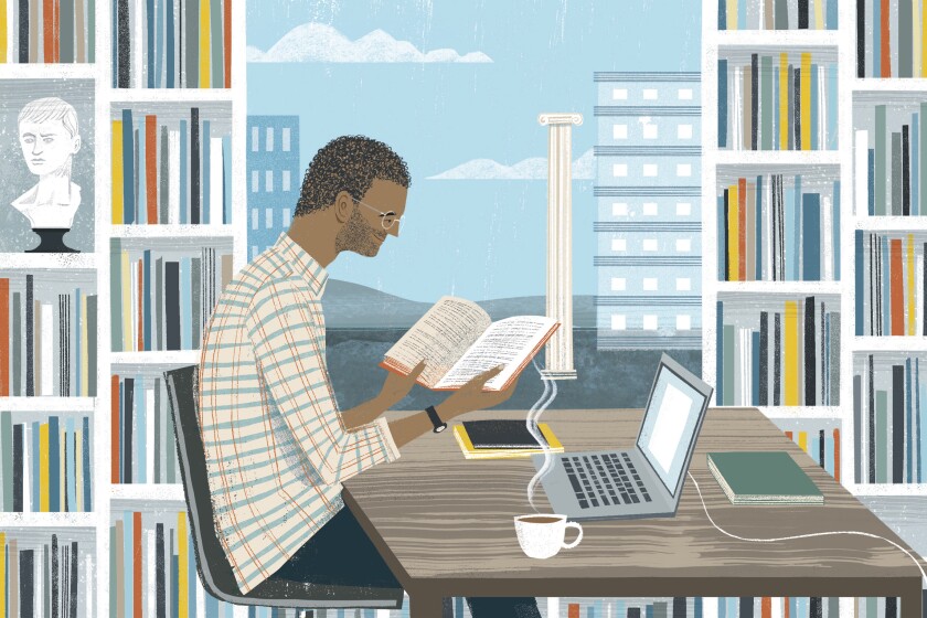academic research books and scholars desk