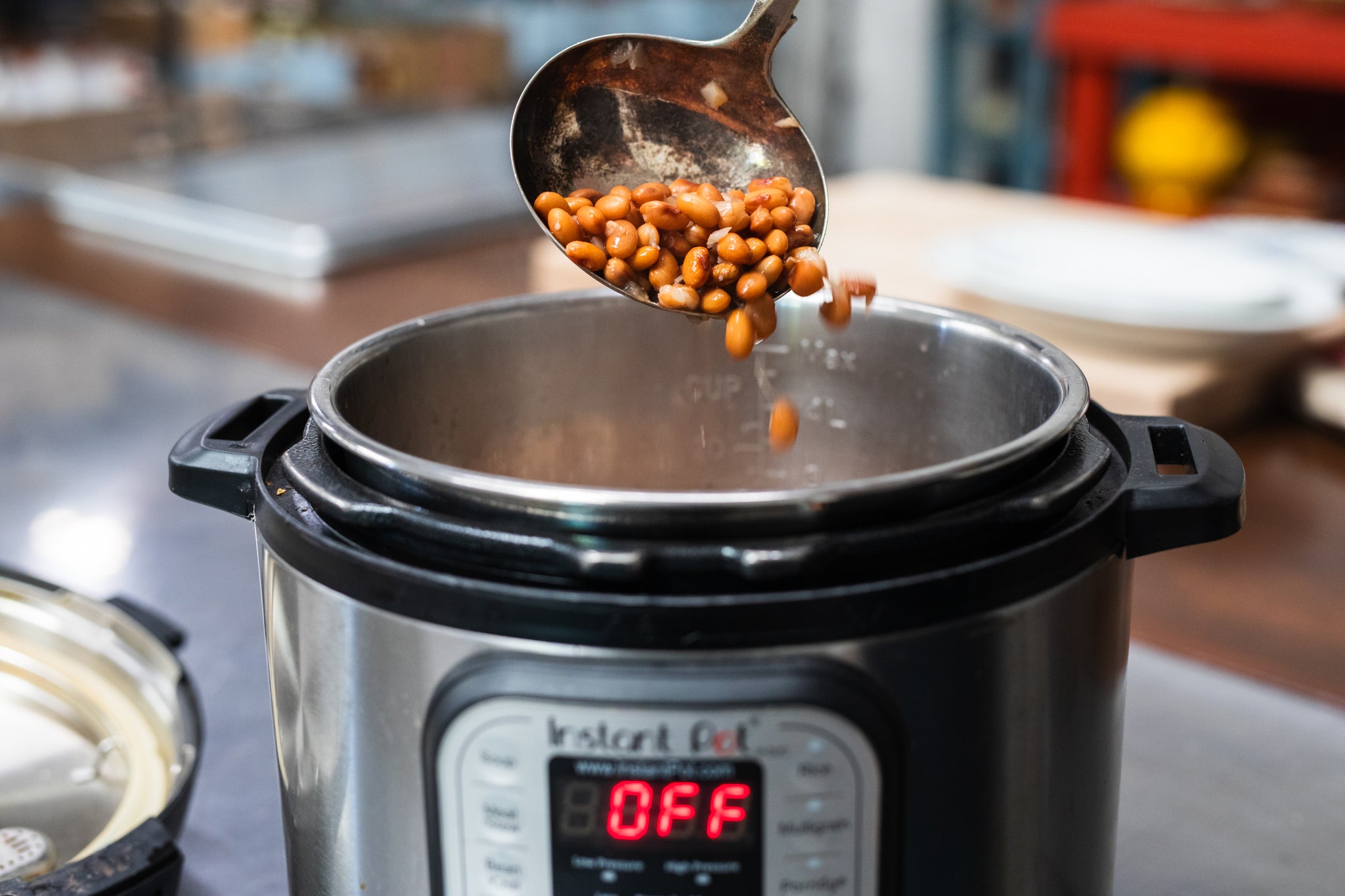beans, kitchen utensils, boiling water, pressure cooker