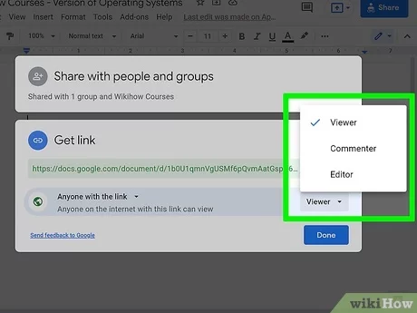 google docs sharing settings