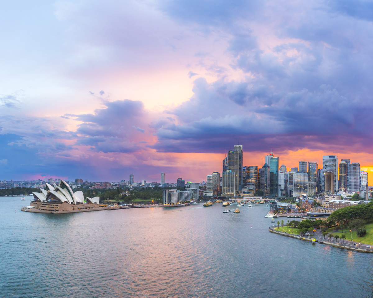 sunset over australian cityscape