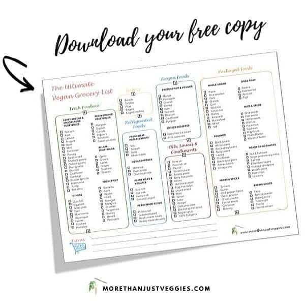 Illustration of a comprehensive vegan grocery list