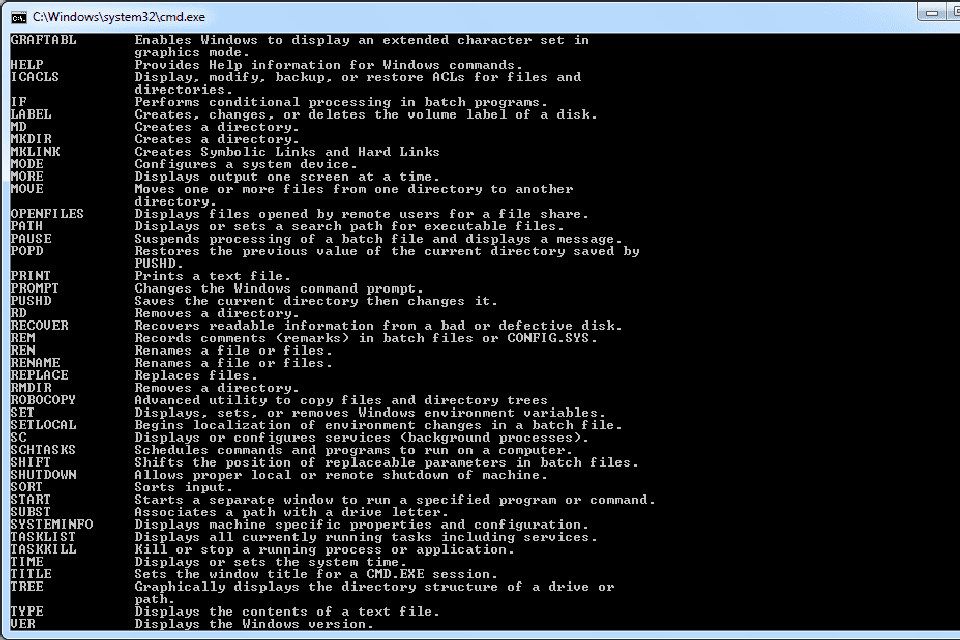 computer system commands