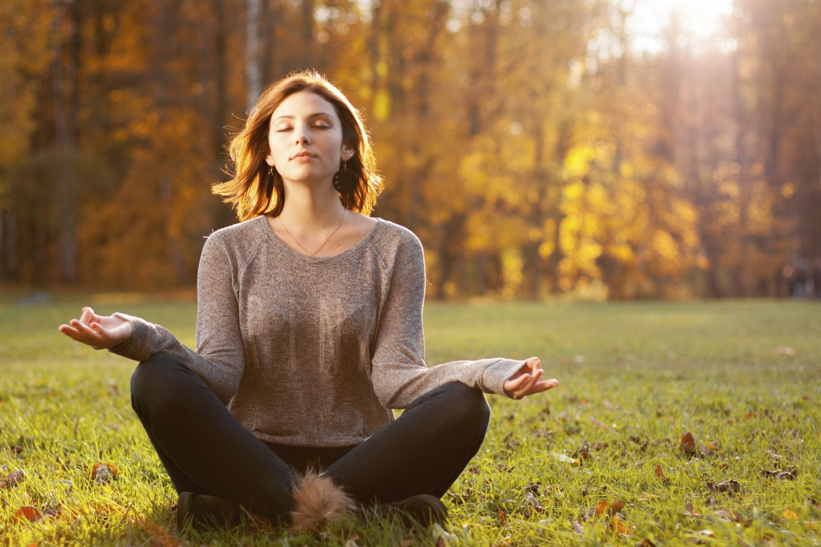 mindful person meditation nature