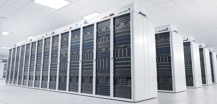 landscape image of data center servers
