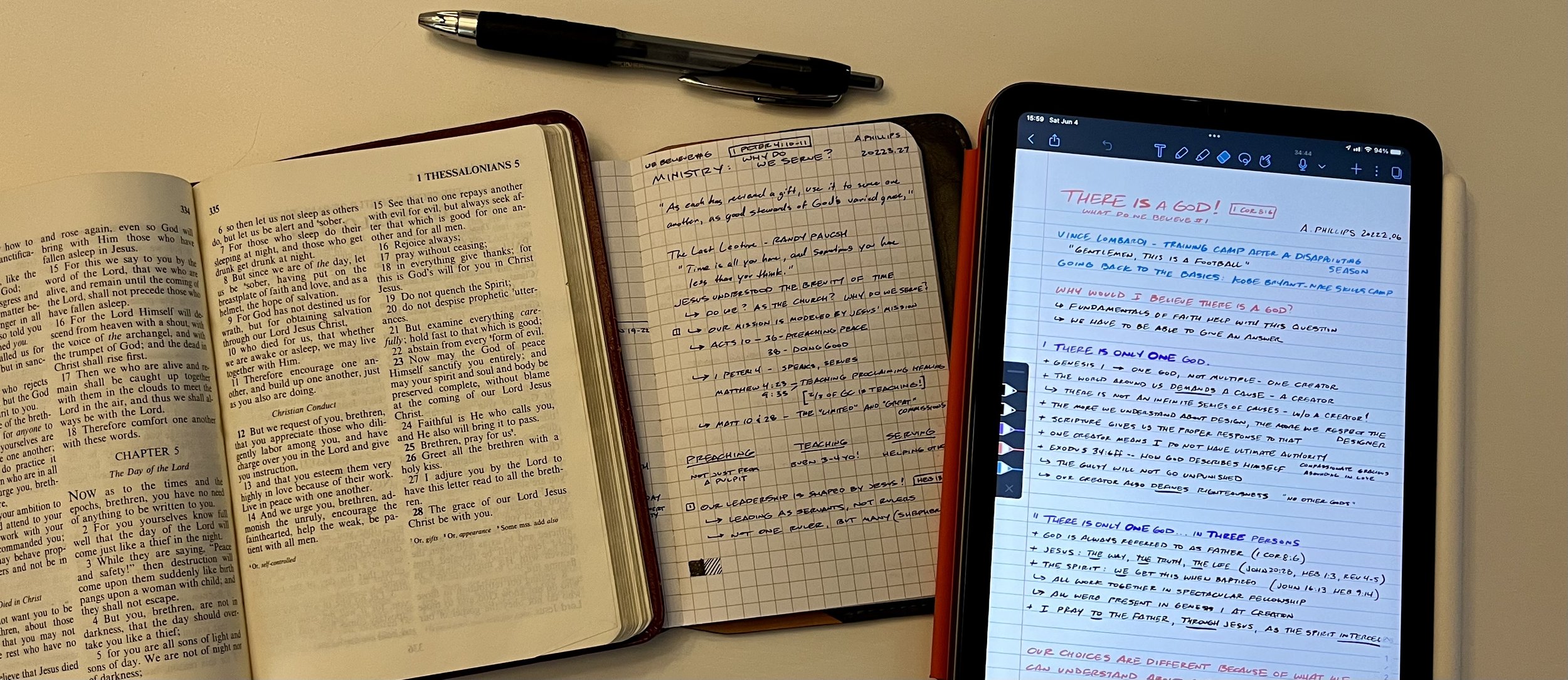 physical books and handwritten notes