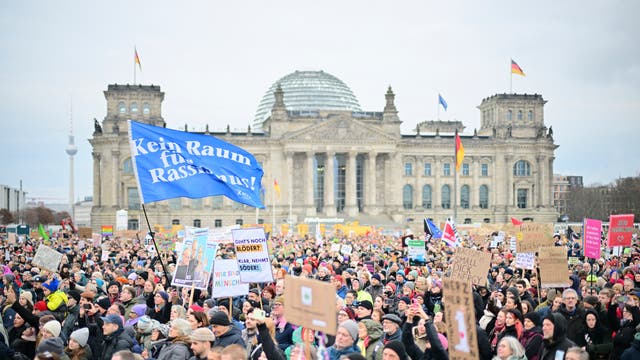 political rally, German parliament building