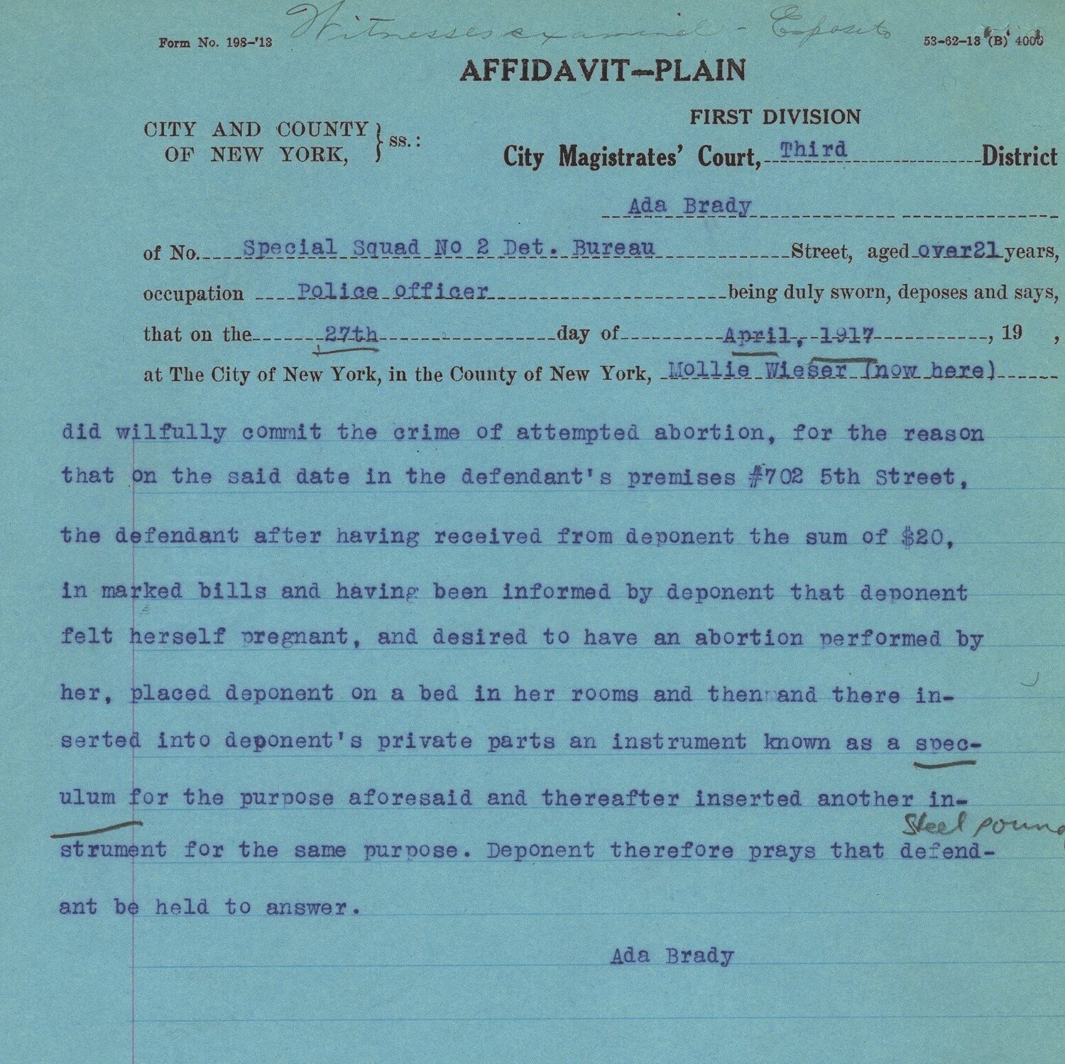 municipal affidavit documents