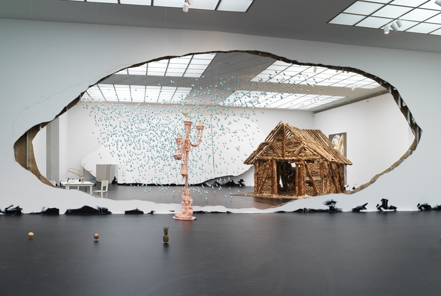 scenic view of modern art installations