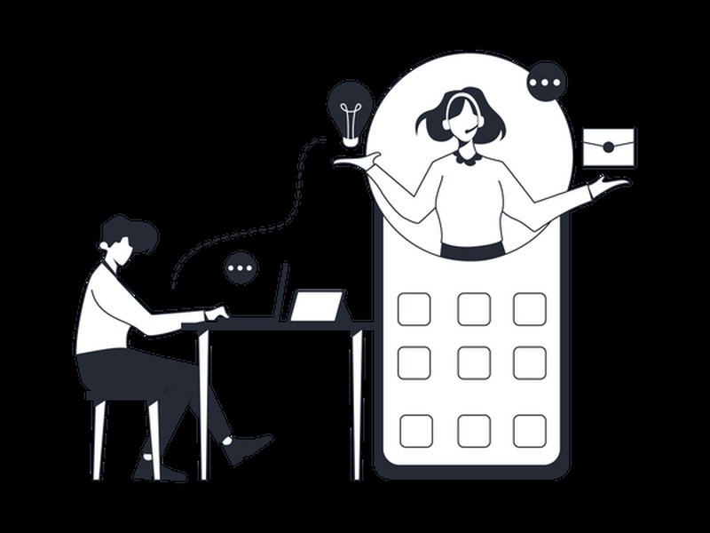 Illustration of a virtual assistant helping with tasks
