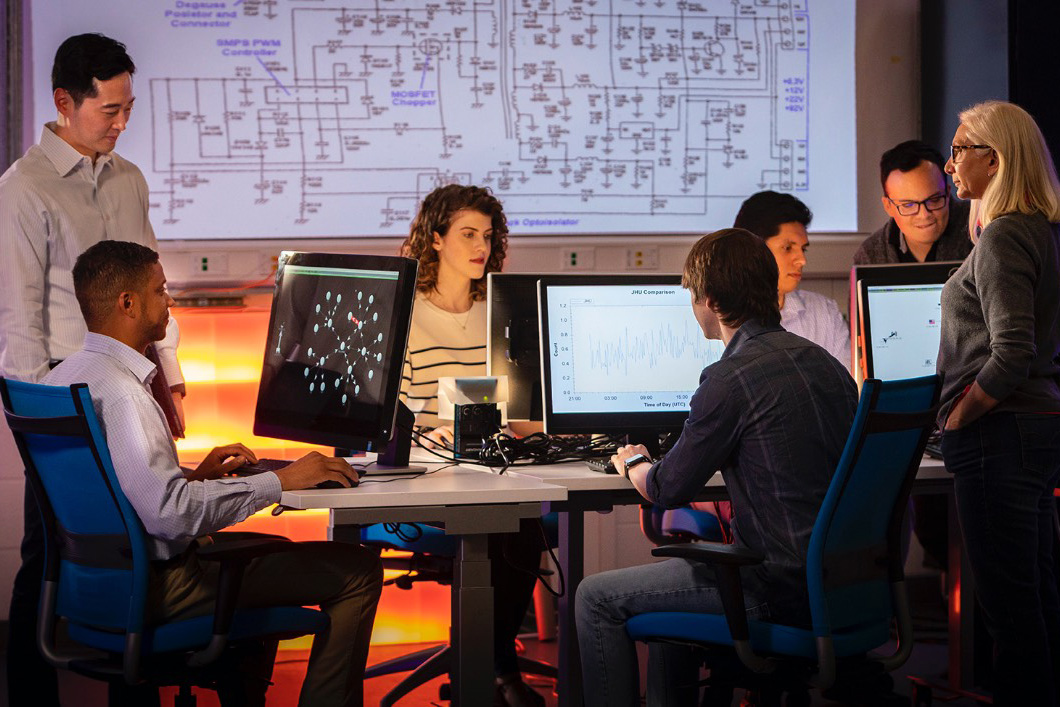 team working in technology lab