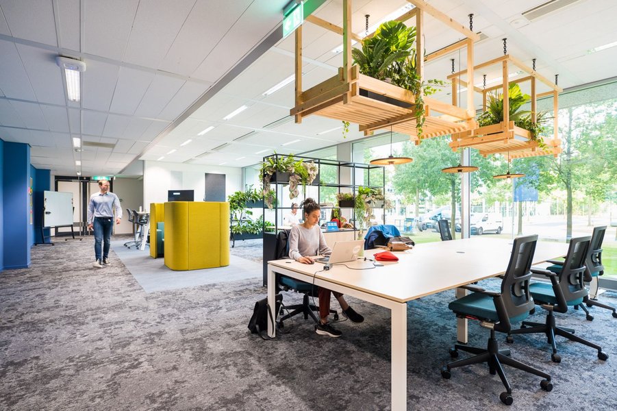 AI Innovation Center interior with collaborative workspaces