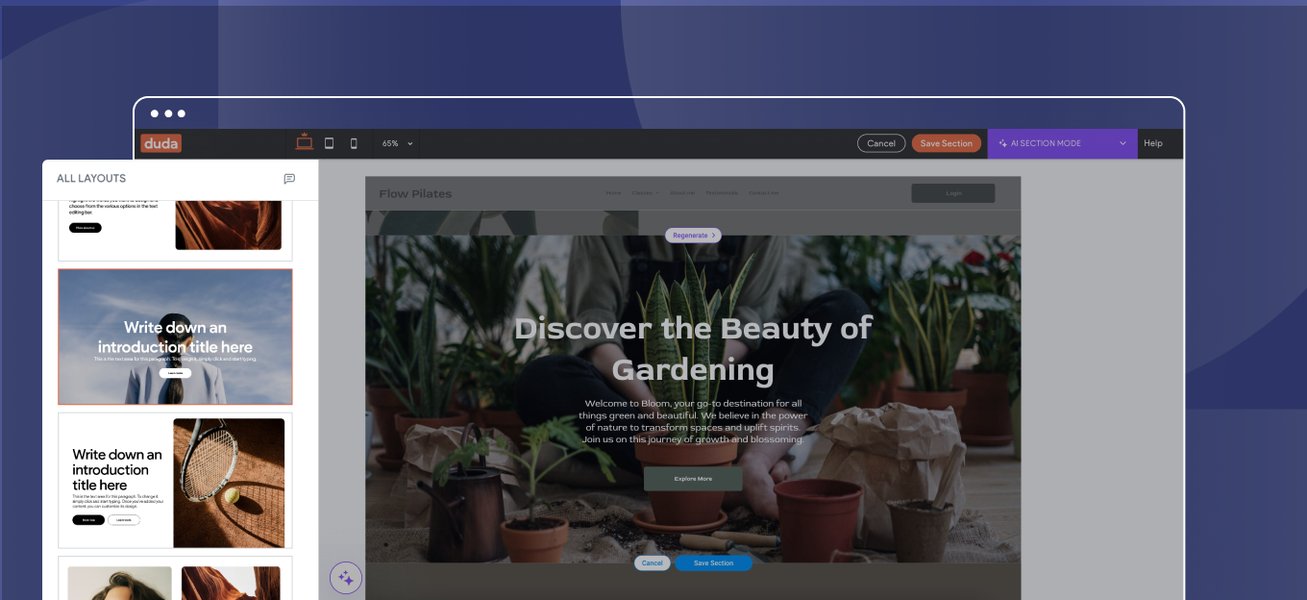 AI generating website sections
