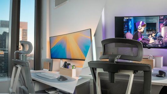 modern office with technology and data analysis