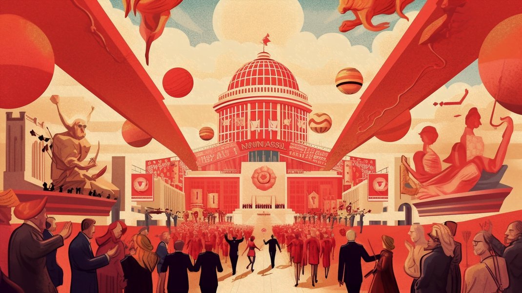 AI political propaganda illustration