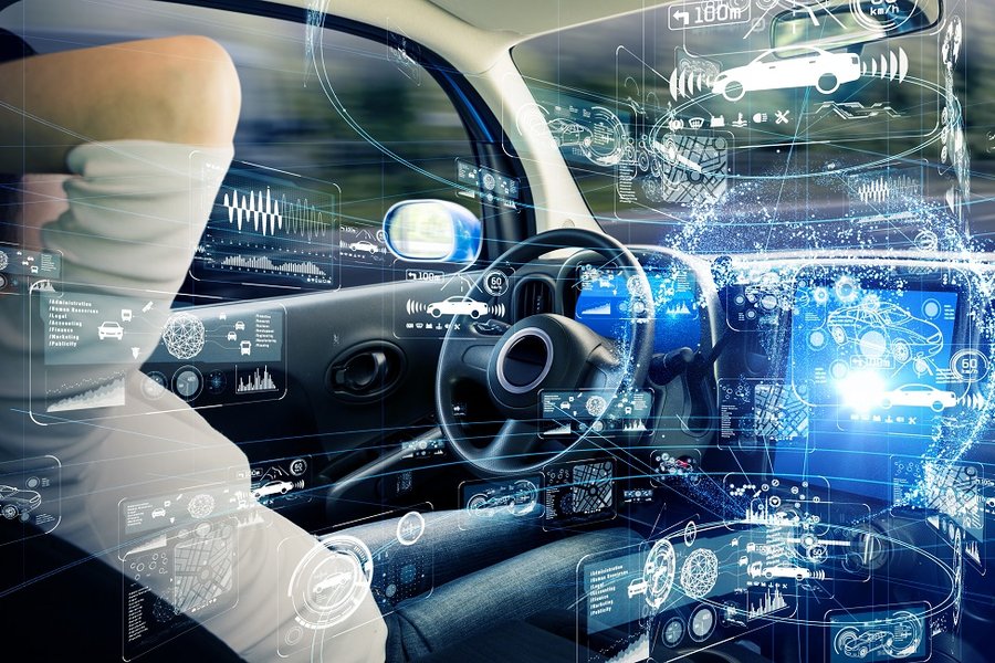 Autonomous vehicle navigating a city street