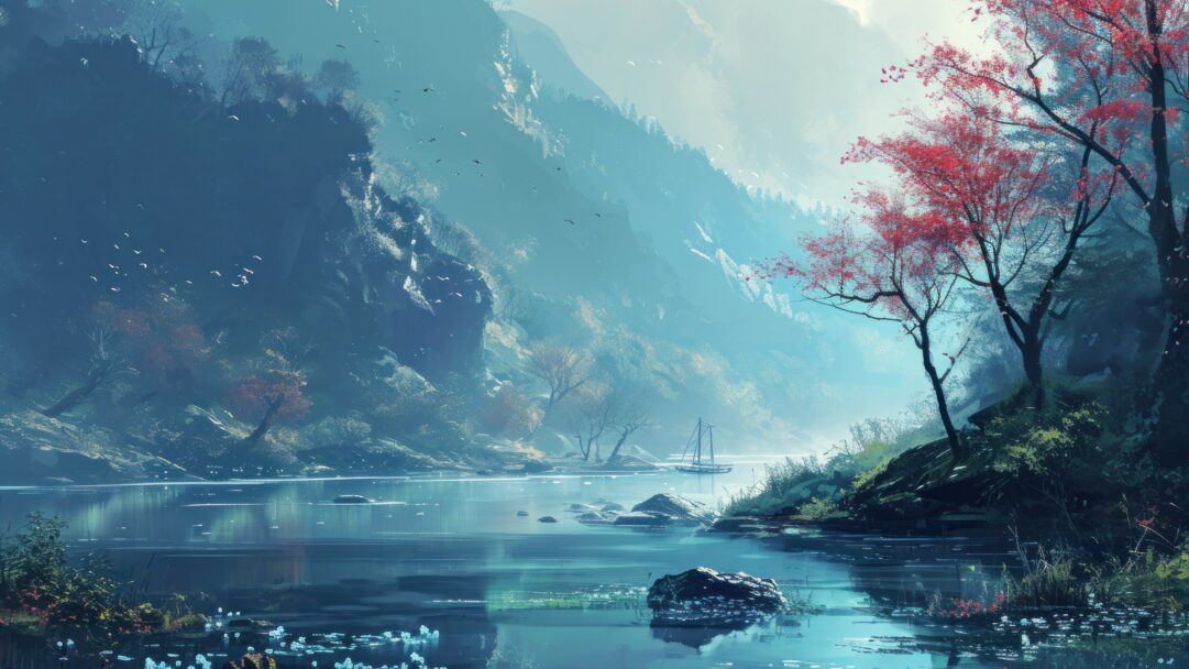serene digital art tech scenery