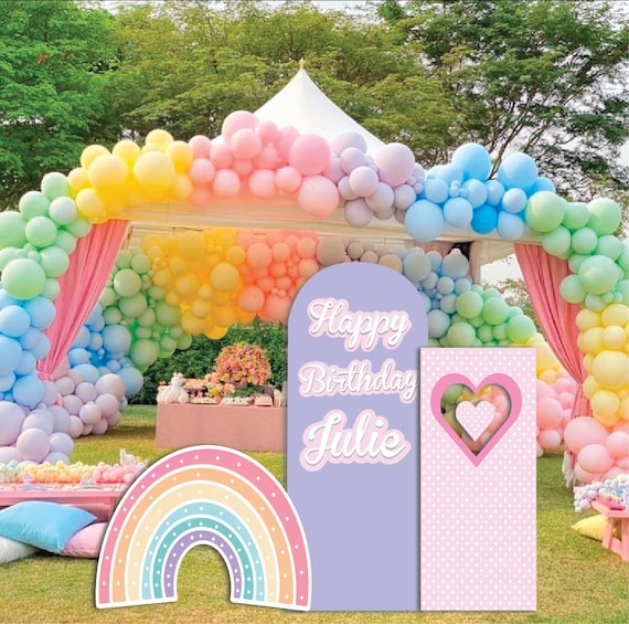 vibrant rainbow party decor