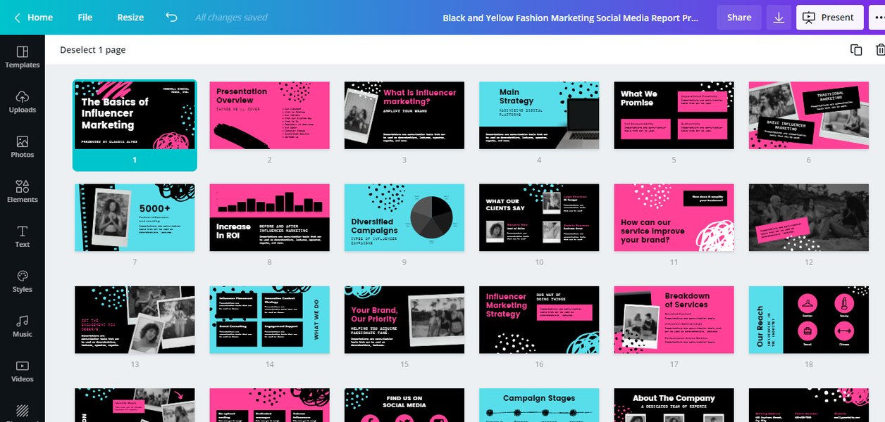 Canva 中的簡報設計範例