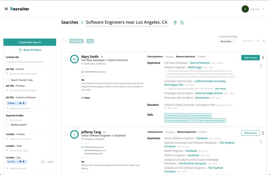 An image showing search functionality in recruitment software