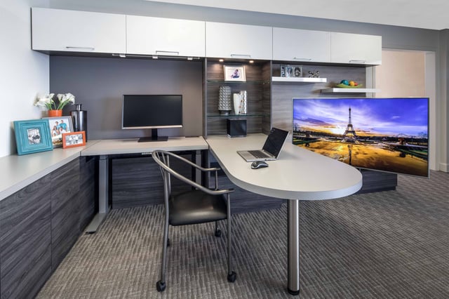 scenic view of modern technology office with computers