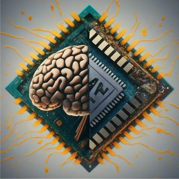Conceptual image of AI and VLSI integration