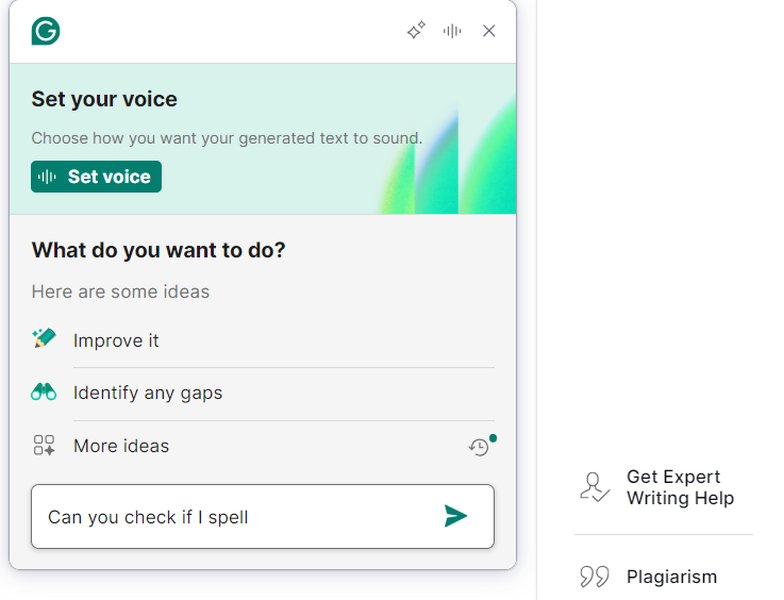 Grammarly interface showing suggestions