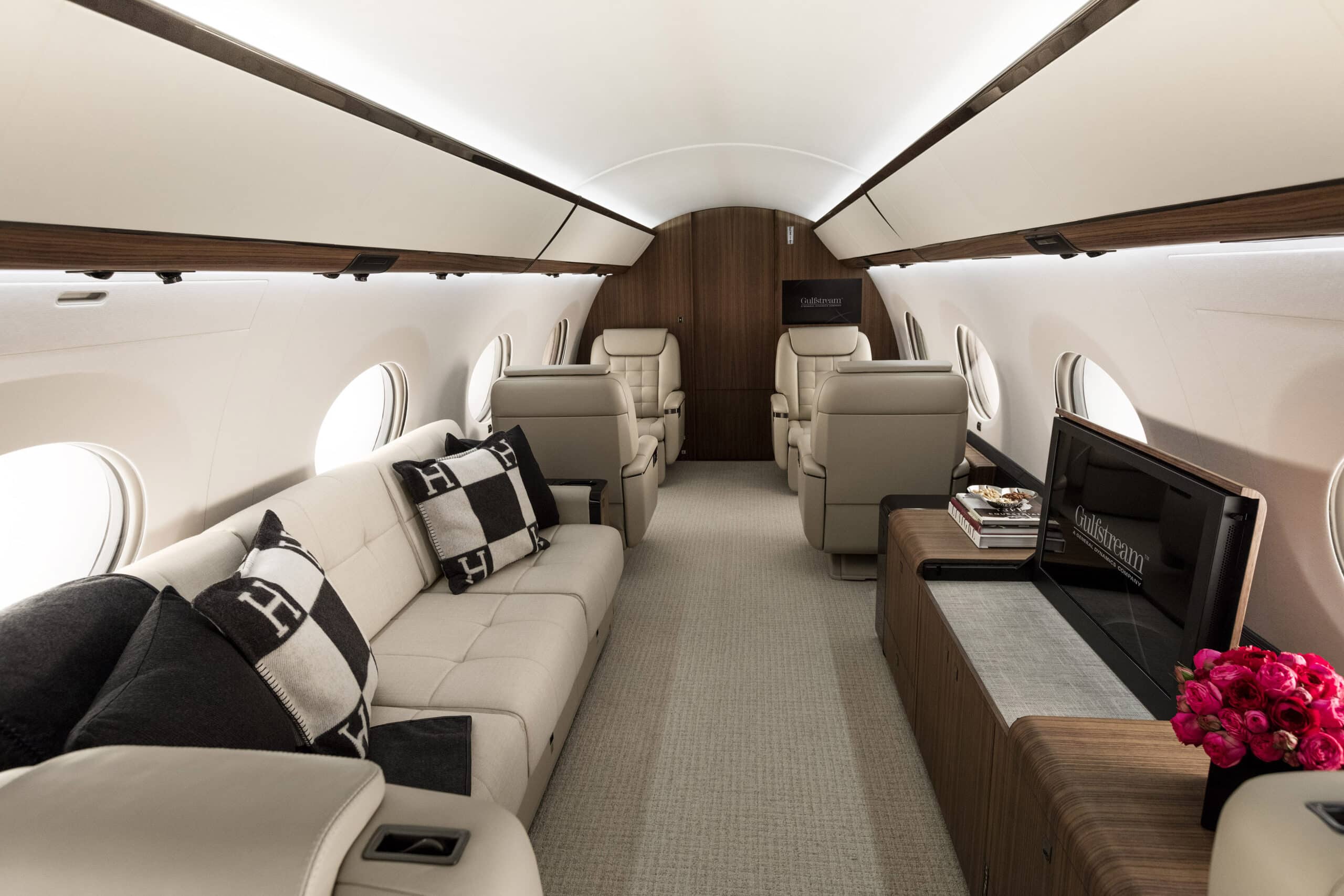 luxurious aircraft interior seat view