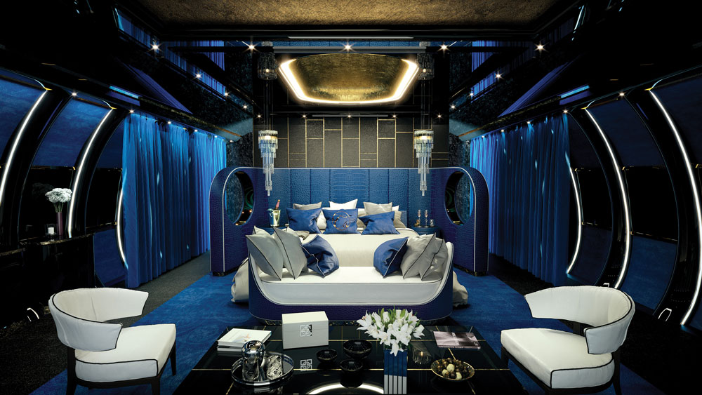 luxurious aircraft cabin with lavish interiors