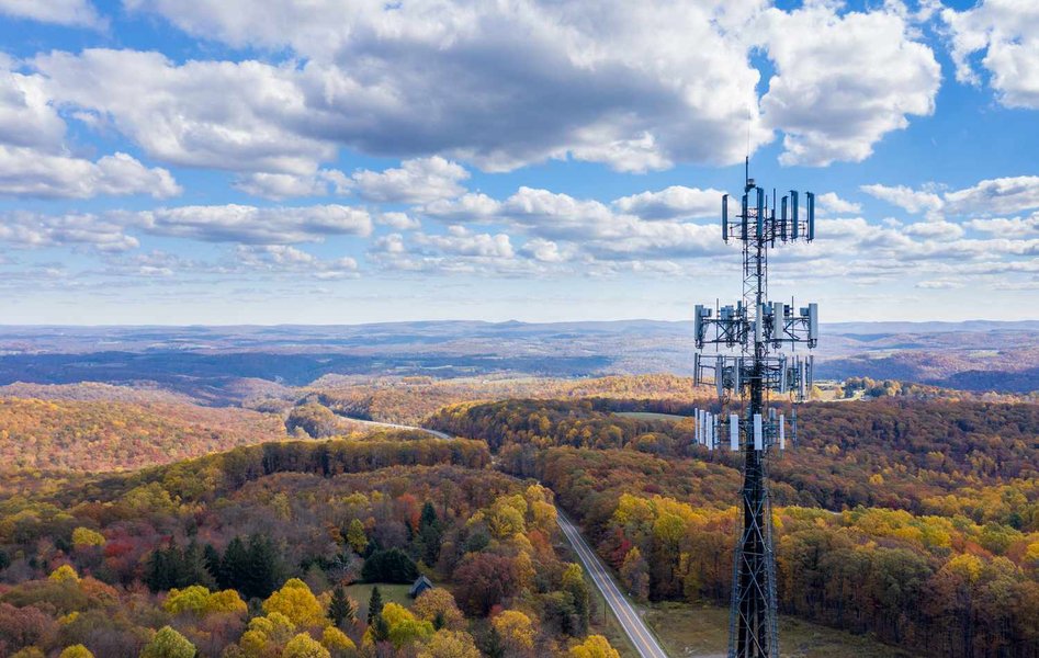 Close-up of a 5G cellular antenna