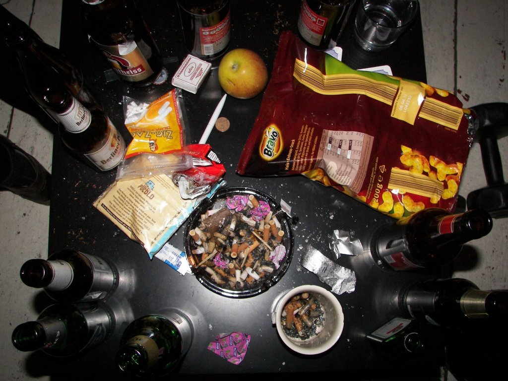 alcohol bottles on table and sleep environment