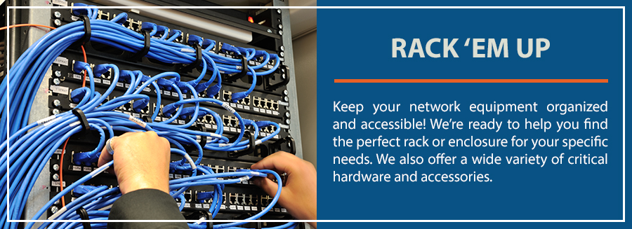server rack with networking equipment