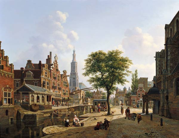 amsterdam canal town scene