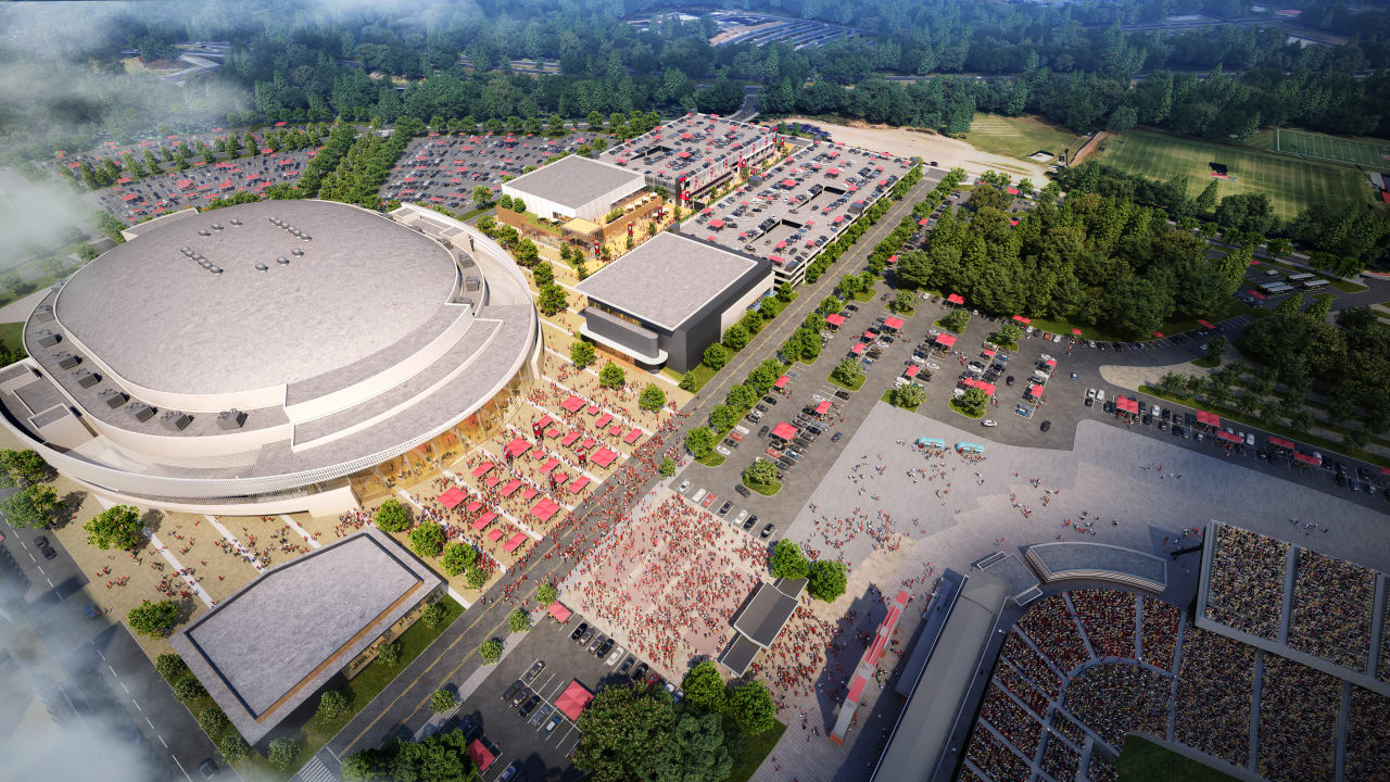 landscape, campus, digital devices, sports arena