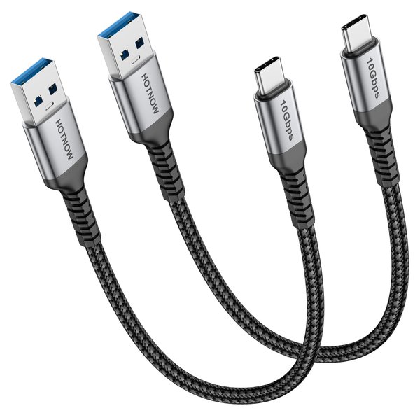 Example of a short, high-quality USB-C to USB-A cable recommended for reliable Android Auto connection.
