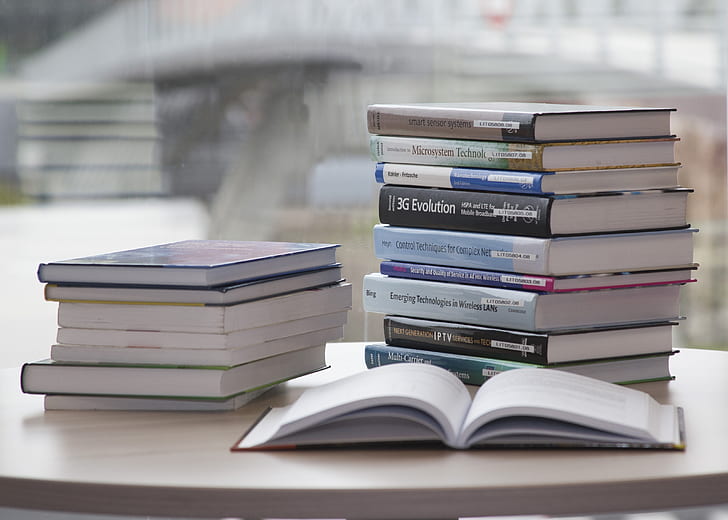 open library books on study desk