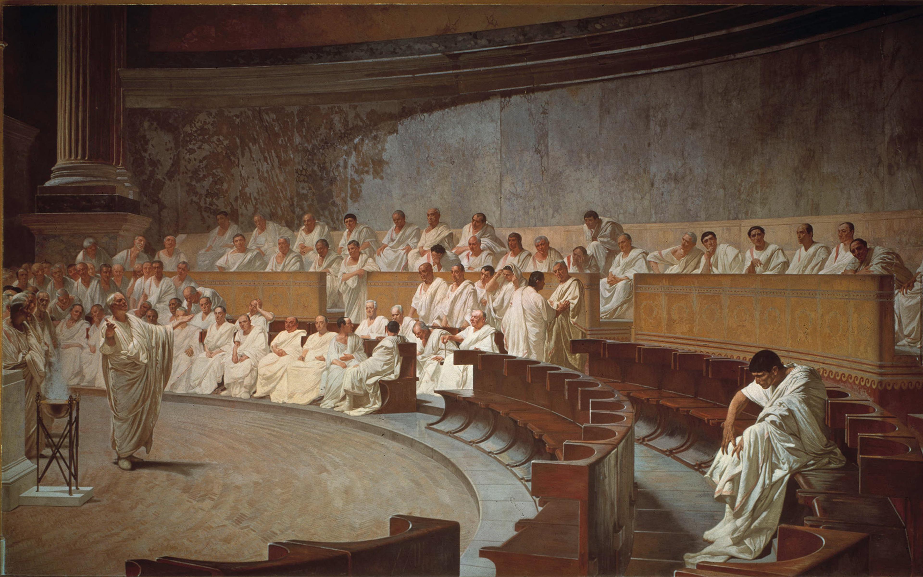 classroom, ancient Greek theater stage, literature discussion
