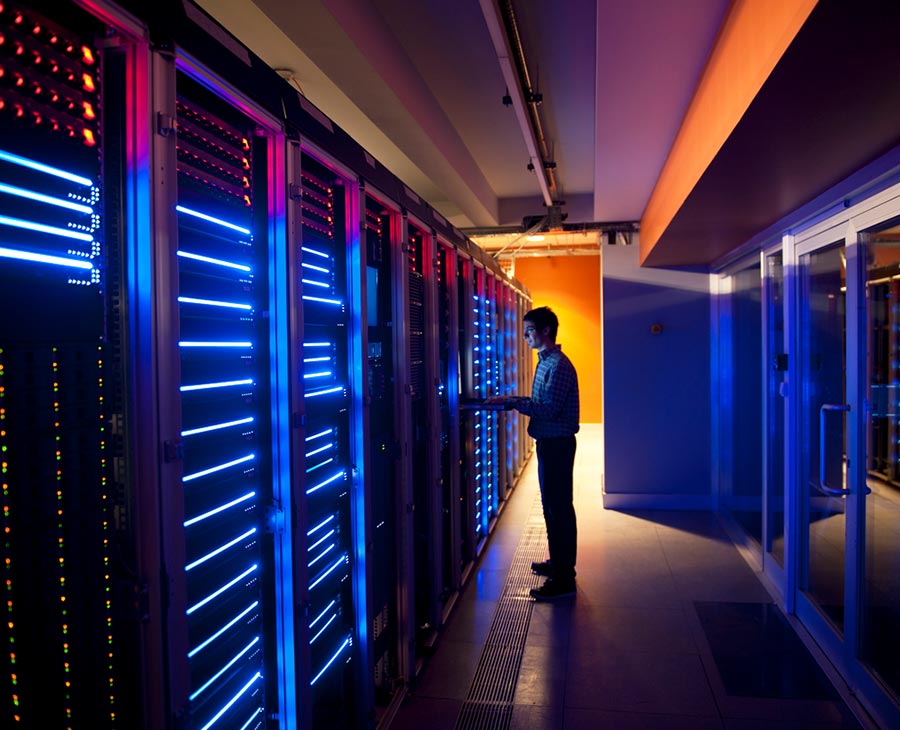 server racks in data center lighting