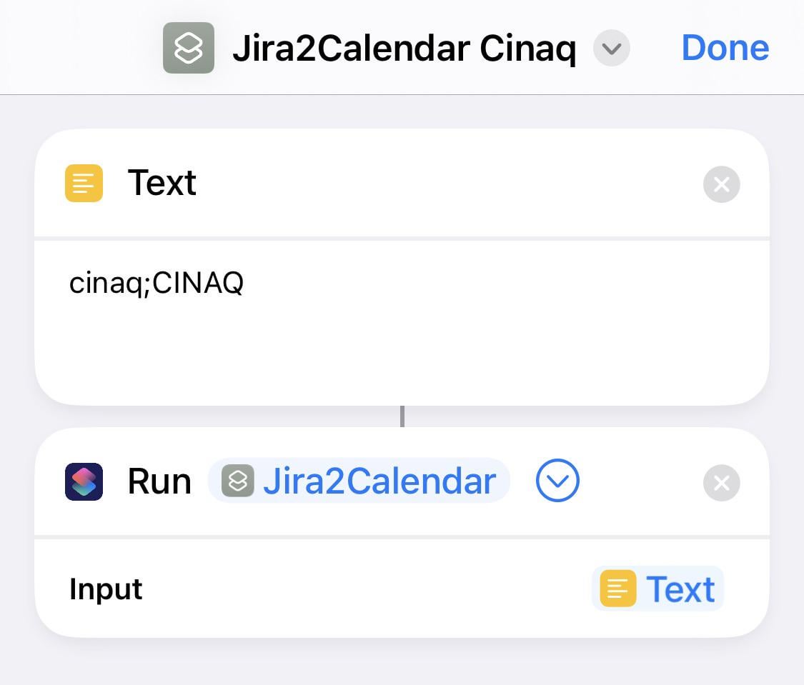 apple shortcuts jira calendar