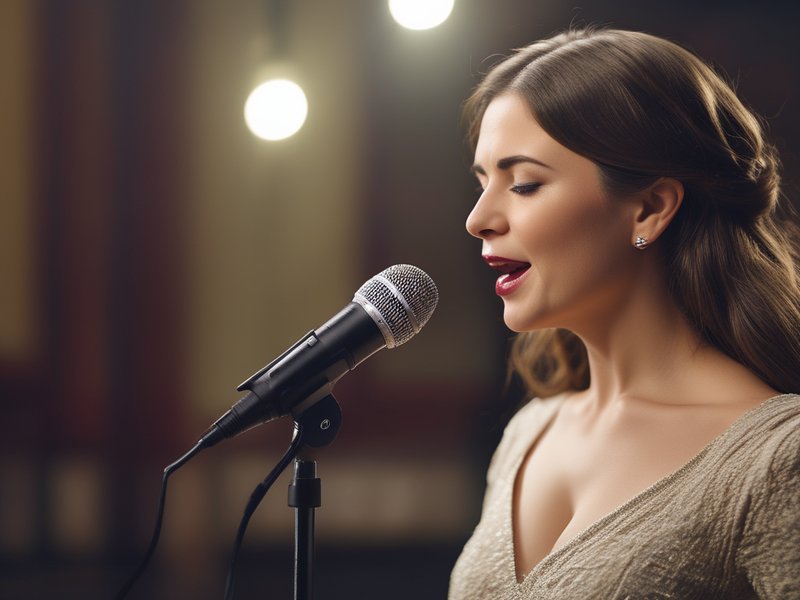 Une chanteuse d'opéra faisant des vocalises.