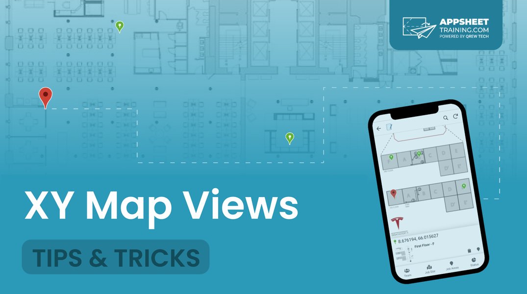 Diagram showing the concept of XY map views in AppSheet for floor plans