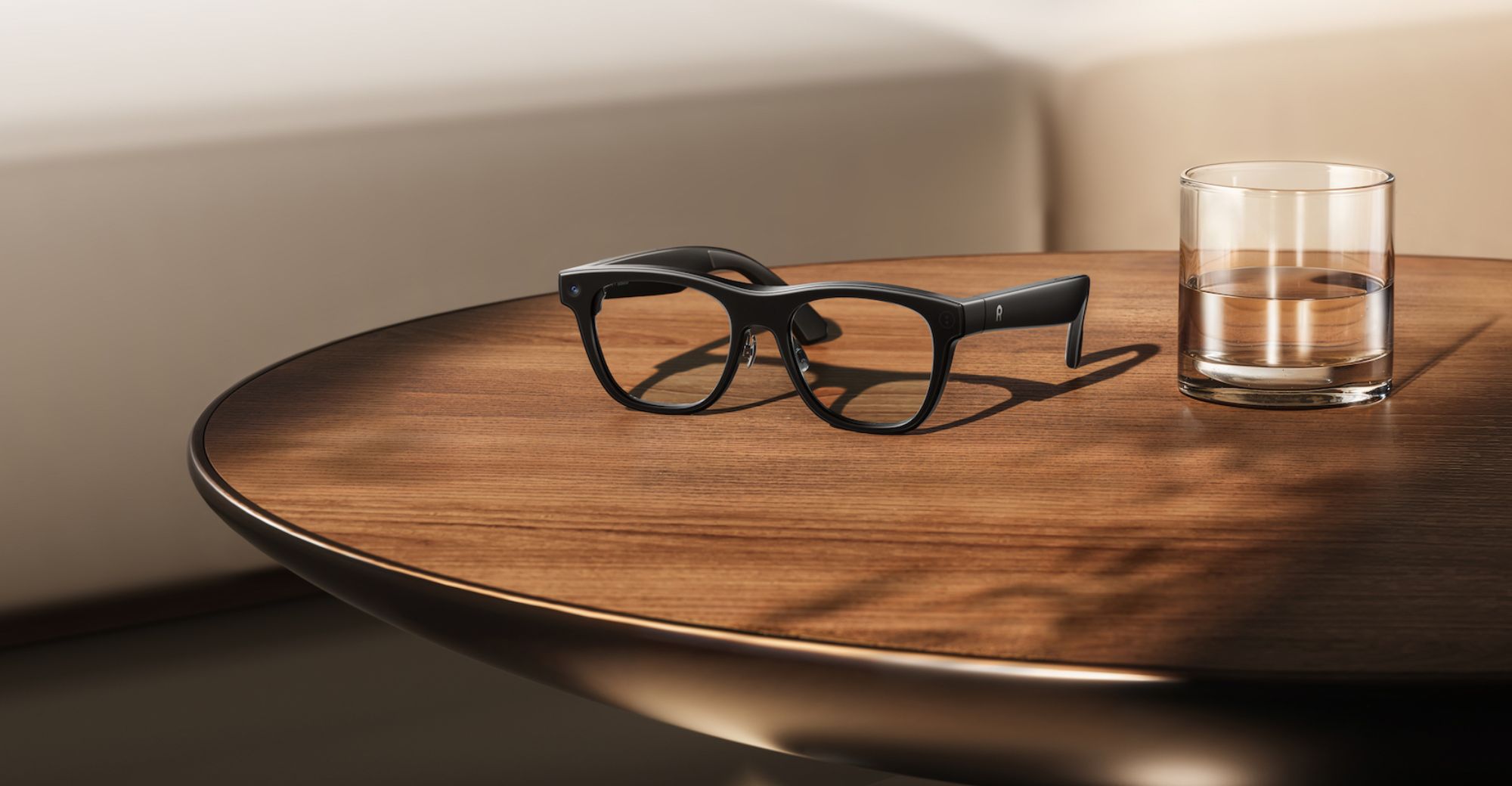 modern AR glasses on display table
