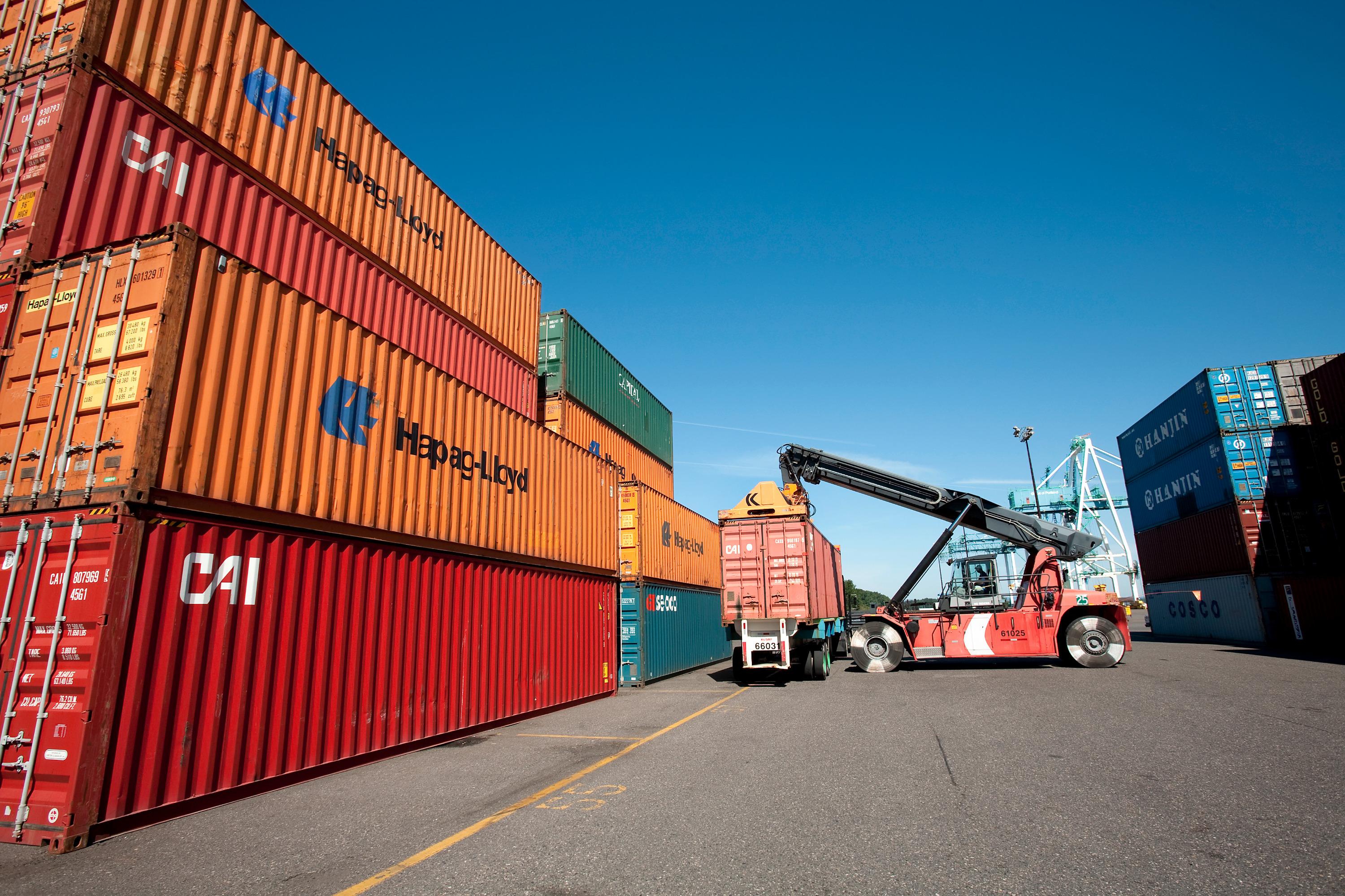 international shipping containers in port
