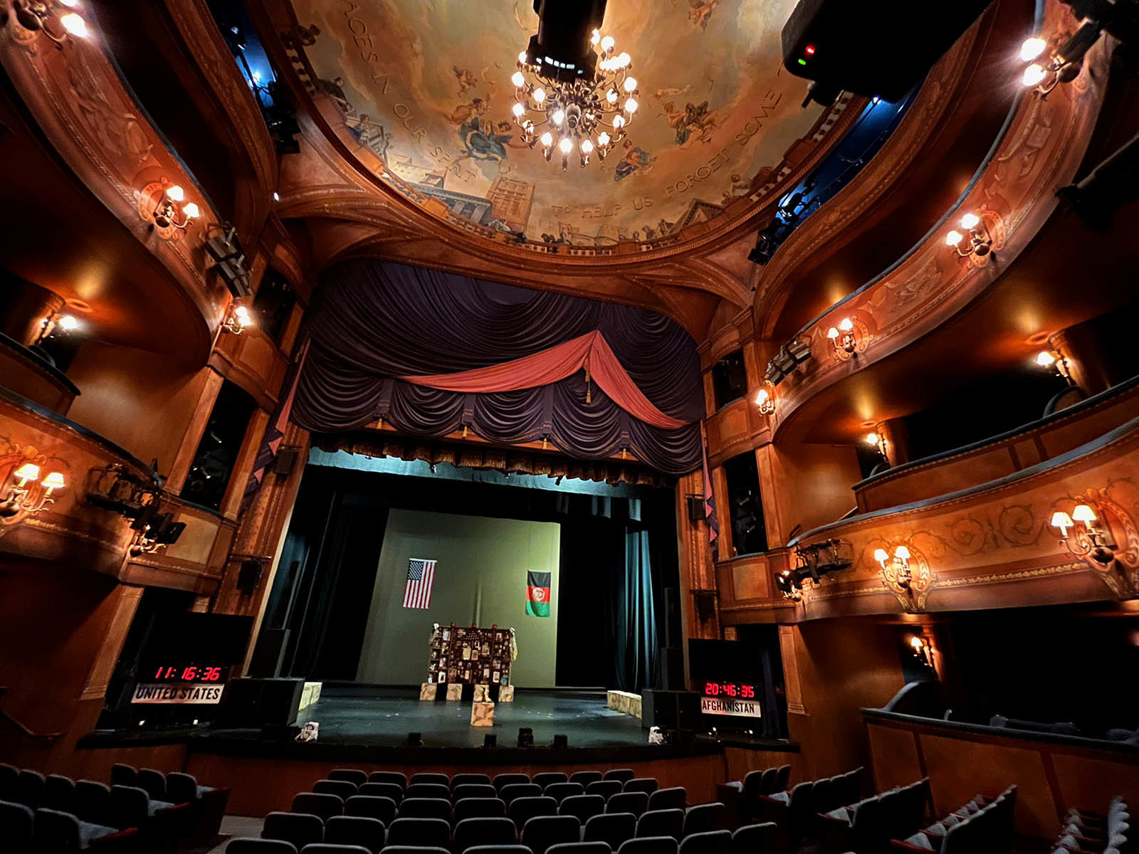 Broadway stage and vintage theater interior