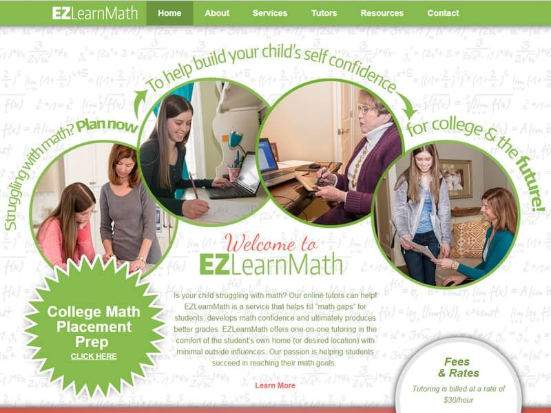 Example of an educational math website interface