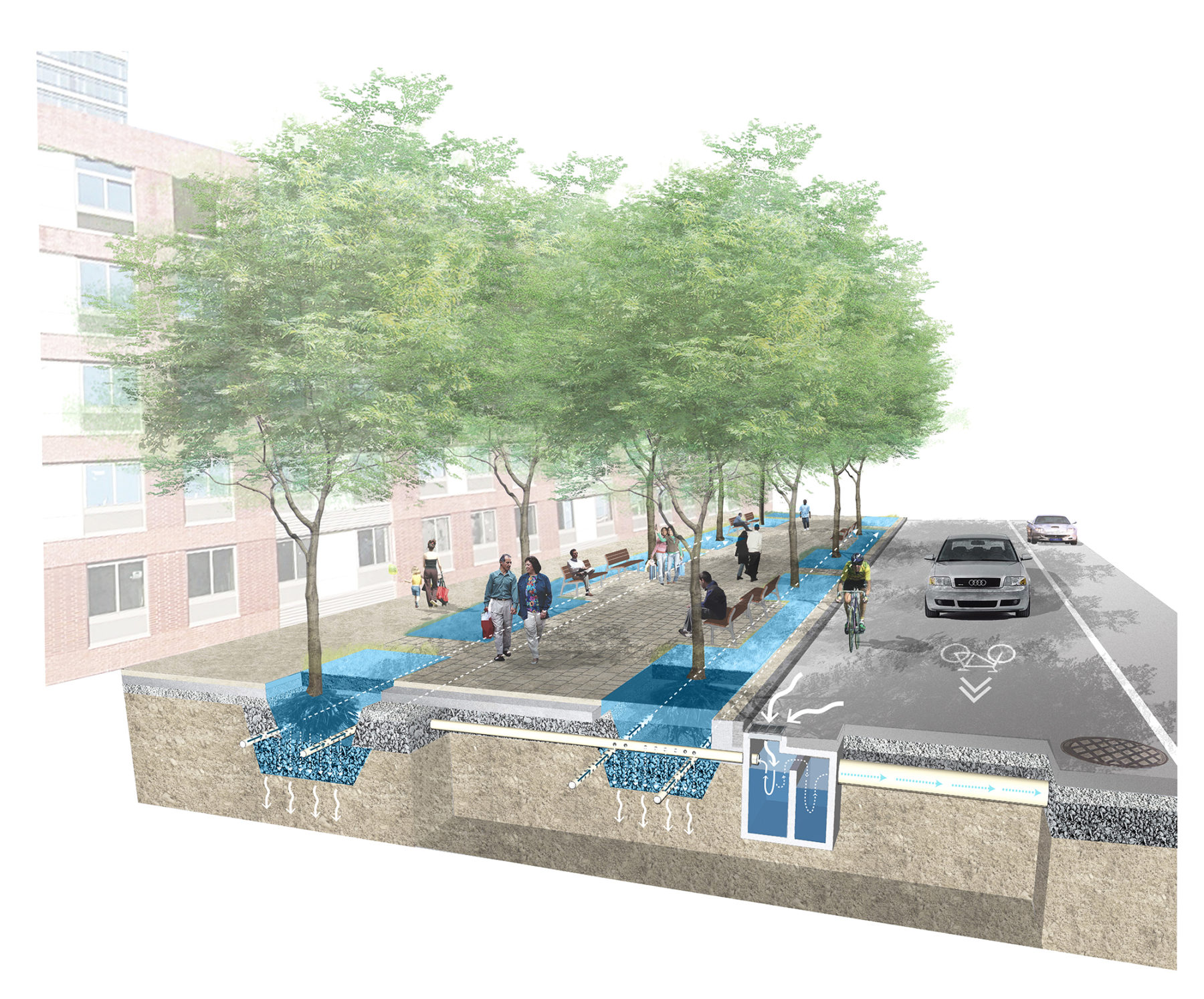 urban road, water drainage, innovative construction