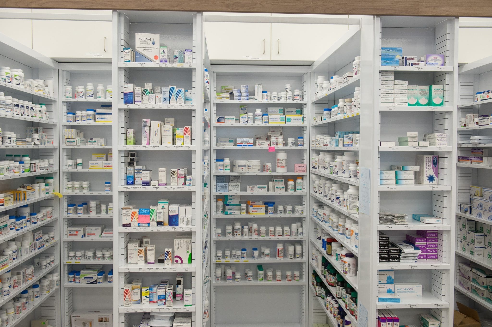 pharmacy medicines shelf