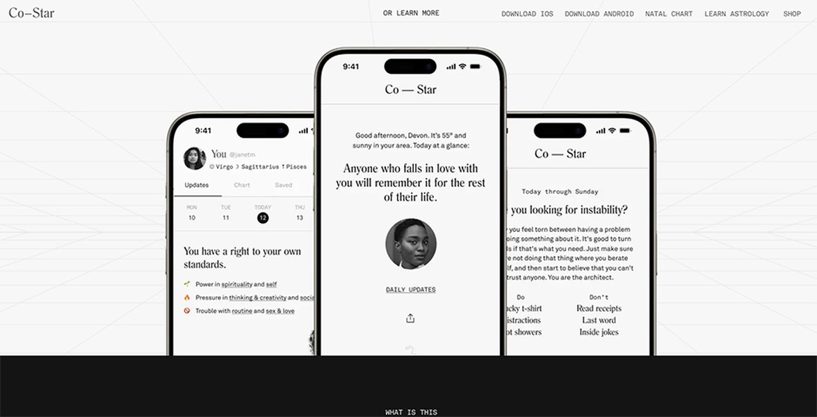 Screenshot of Co-Star's visual design
